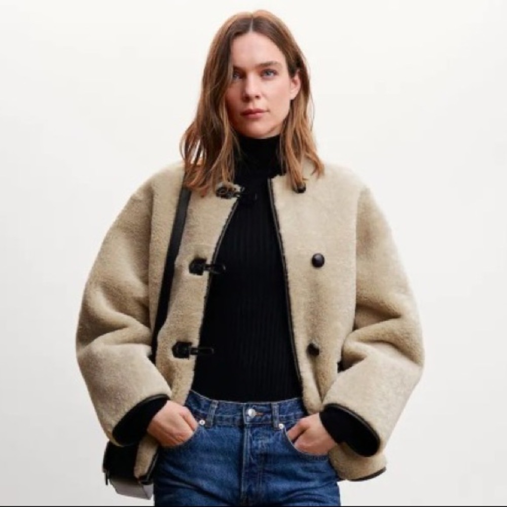 Mango Appliqués Faux-Fur Coat